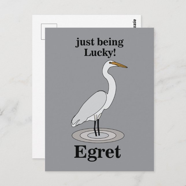 Egret Lucky Bird Postcard (Front/Back)