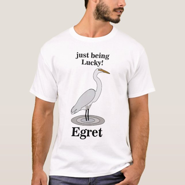 Egret Lucky Bird T-Shirt (Front)