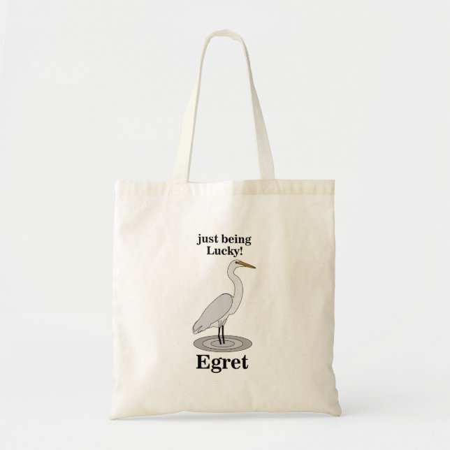 Egret Lucky Bird Tote Bag (Front)