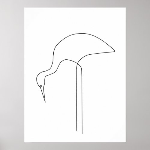 Egret Minimalist Bird Line Art Poster