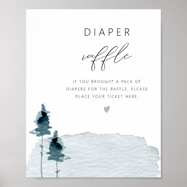 EGRET Rustic Slate Blue Diaper Raffle Game Poster (Front)