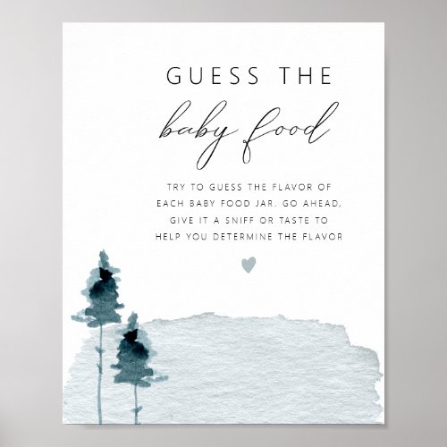 EGRET Rustic Slate Blue Guess the Baby Food Game Poster