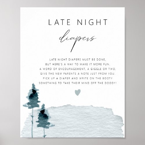EGRET Rustic Slate Blue Late Night Diapers Game Poster