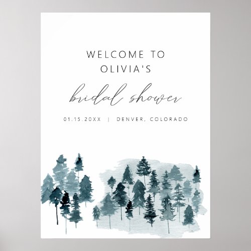 EGRET Rustic Winter Bridal Shower Welcome  Foam Bo Poster