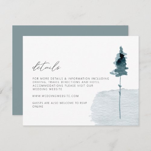 EGRET Rustic Winter Pine Wedding Details Card