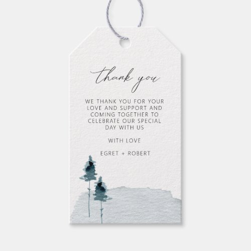 EGRET Slate Blue Pine Tree Thank You Gift Tags