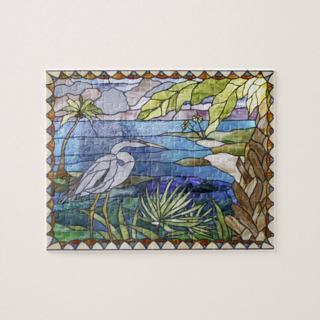Egret Stained Glass Puzzle (Horizontal)