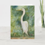 Egret white bird wilderness Brother Birthday Card<br><div class="desc">Brother Birthday card Egret wildlife white bird. Title: “Standing Proud” Watercolor painting of an Egret. This design was an inspiration from one of our trips to Costa Rica we were staying at Playa Los Suenos and decided to explore around never the Herradura a beautiful lush area and popular for its...</div>