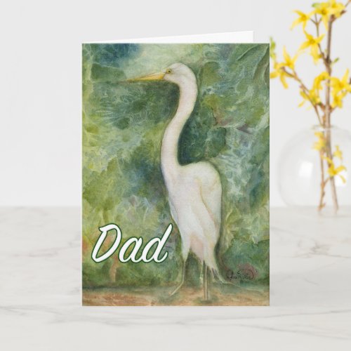 Egret white bird wilderness Dad Birthday Card