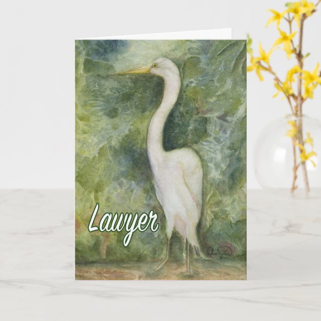 Egret white bird wilderness Lawyer Thank you Card (Yellow Flower)