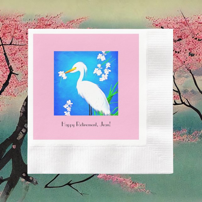 Egret with Sakura Cherry Blossoms and Blue Sky Napkins (Creator Uploaded)