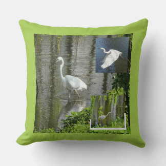 Egrets Photo Collage Throw Pillow