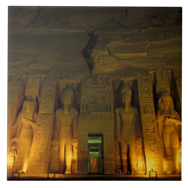 Egypt, Abu Simbel, Lighted facade of Small Ceramic Tile (Front)