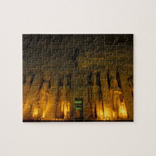 Egypt Abu Simbel Lighted facade of Small Jigsaw Puzzle