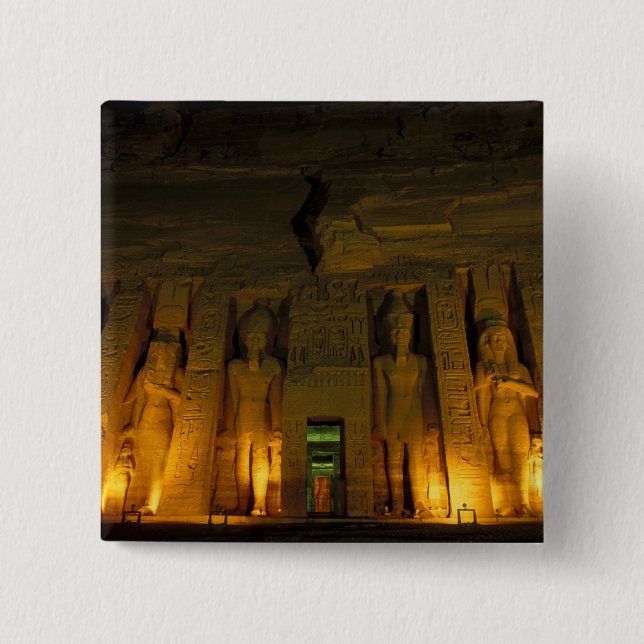 Egypt, Abu Simbel, Lighted facade of Small Pinback Button (Front)