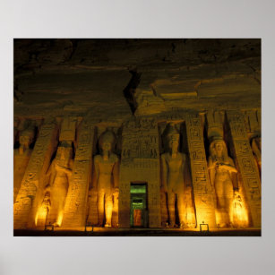 Egypt, Abu Simbel, Lighted facade of Small Poster