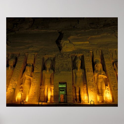 Egypt Abu Simbel Lighted facade of Small Poster