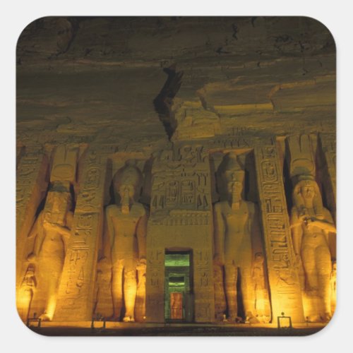 Egypt Abu Simbel Lighted facade of Small Square Sticker