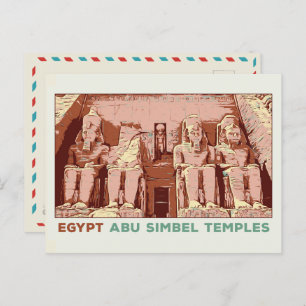 Egypt, Abu Simbel temples illustration Postcard