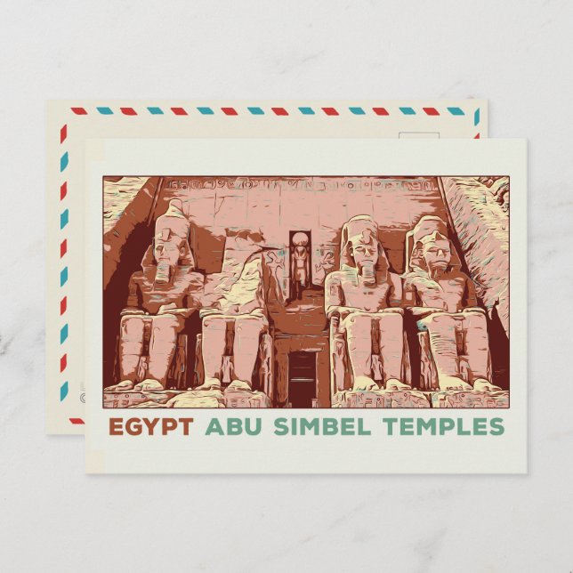 Egypt, Abu Simbel temples illustration  Postcard (Front/Back)