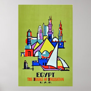 Egypt Art Travel Poster Egyptian Print