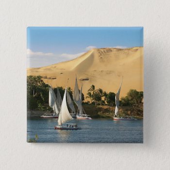 Egypt  Aswan  Nile River  Felucca Sailboats  2 Button by takemeaway at Zazzle