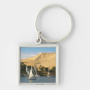 Egypt, Aswan, Nile River, Felucca sailboats, 2 Keychain