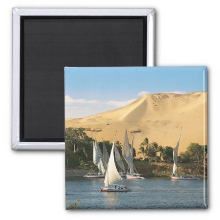 Egypt, Aswan, Nile River, Felucca Sailboats, 2 Magnet