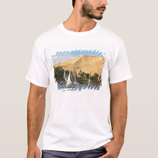 Egypt, Aswan, Nile River, Felucca sailboats, 2 T-Shirt (Front)