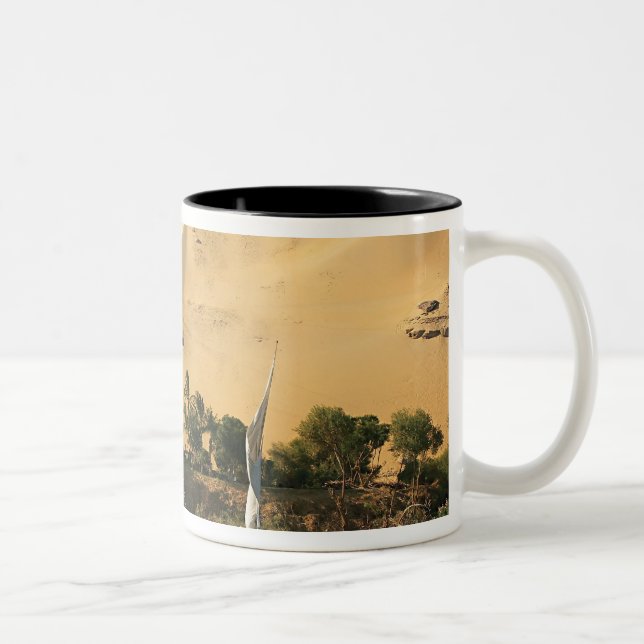 Egypt, Aswan, Nile River, Felucca sailboats, 2 Two-Tone Coffee Mug (Right)