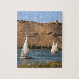Egypt, Aswan, Nile River, Felucca sailboats, Jigsaw Puzzle