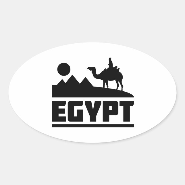 Egypt Camel Silhouette Oval Sticker (Front)