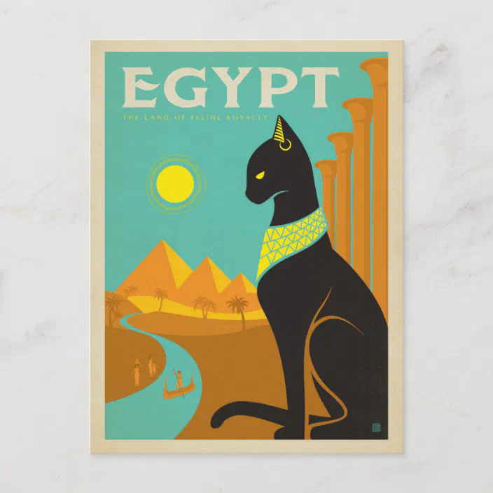Egypt Cat Totem Illustration Pattern Poetry Postcard Set Thanks Card Mailing Side 20pcs 