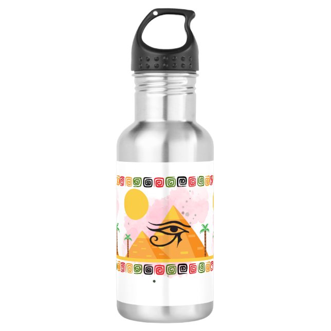 EGYPT DESERT CAMMEL PYRAMID STAINLESS STEEL WATER BOTTLE (Front)
