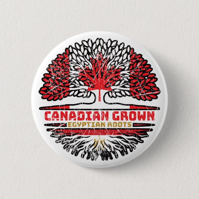 Egypt Egyptian Canadian Canada Tree Roots Flag Button (Front)