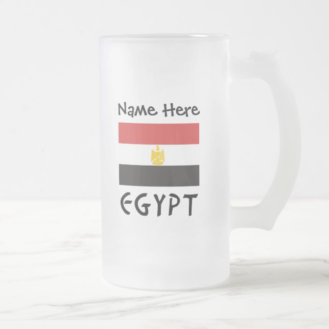 Egypt Egyptian Flag Personalized Frosted Glass Beer Mug (Right)