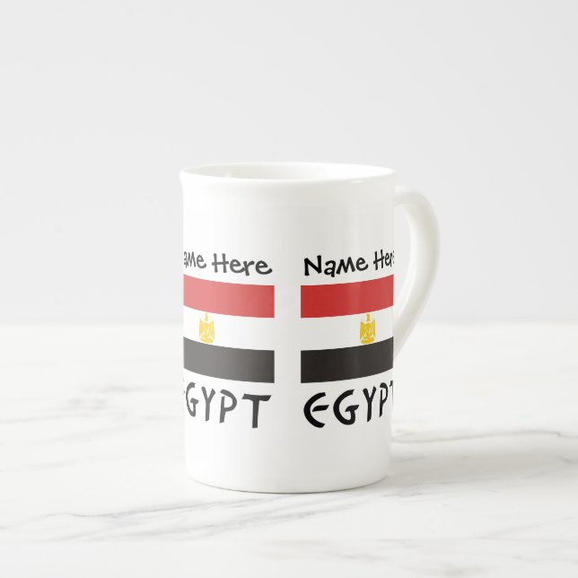 Egypt Egyptian Flag Personalized Name Bone China Mug (Front Right)