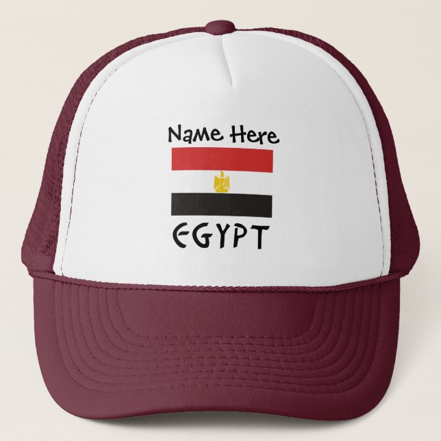 Egypt Egyptian Flag Personalized Name  Trucker Hat (Front)