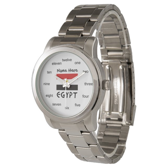 Egypt Egyptian Flag Personalized Name  Watch (Angled)