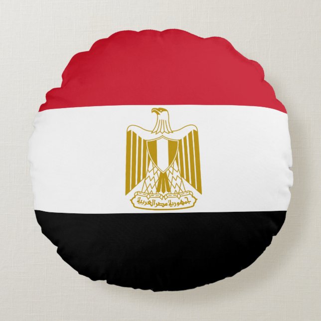 Egypt (Egyptian) Flag Round Pillow (Front)