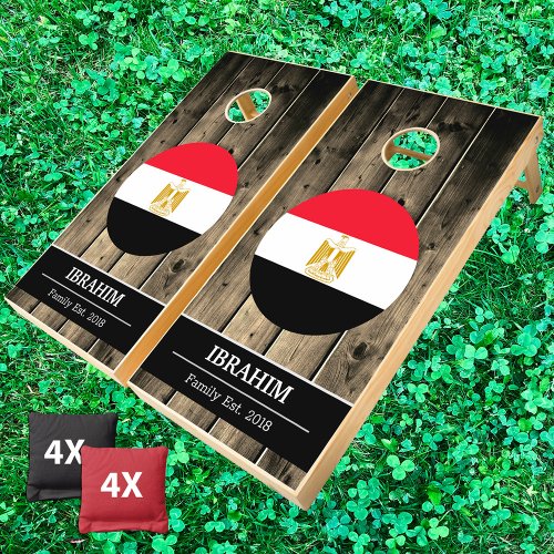 Egypt  Egyptian Flag Rustic Wood  Family fun Cornhole Set