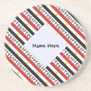 Egypt Egyptian Flag Tiled Personalized Name Coaster
