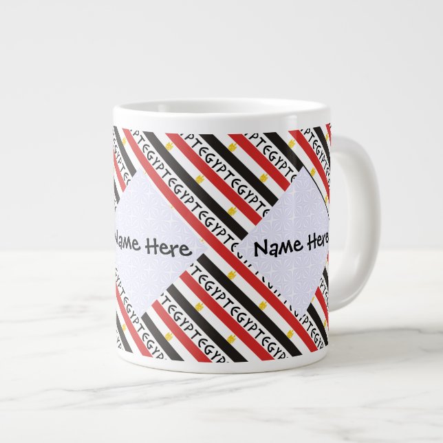 Egypt Egyptian Flag Tiled Personalized Name Giant Coffee Mug (Front Right)