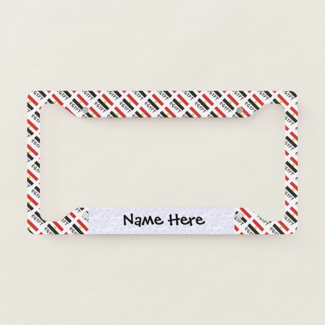 Egypt Egyptian Flag Tiled Personalized Name License Plate Frame (Front)