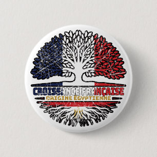 Egypt Egyptian French France Tree Roots Flag Button
