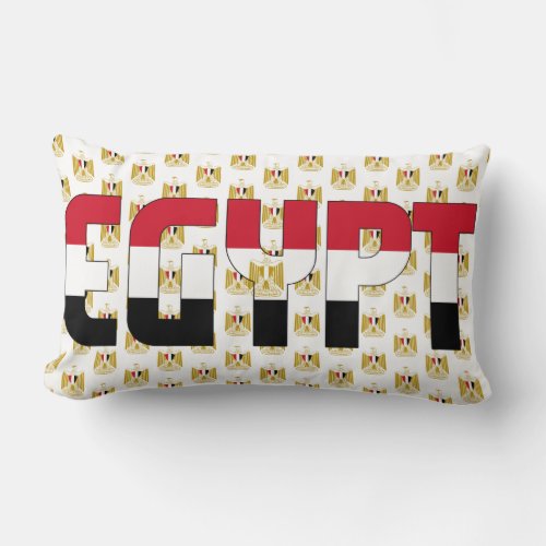 Egypt Flag and Coat of Arms Patriotic Lumbar Pillow