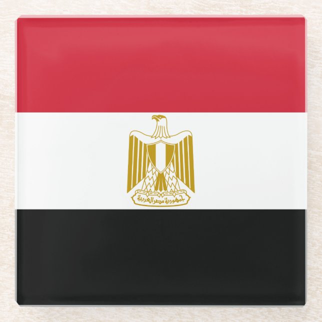 Egypt Flag Glass Coaster (Front)