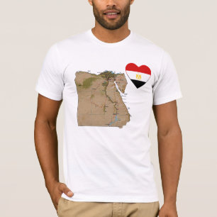 Egypt Flag Heart and Map T-Shirt