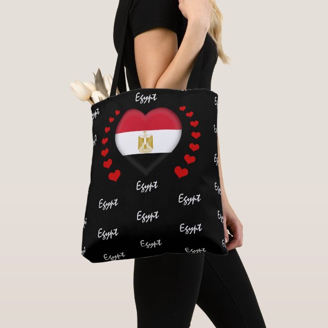 Egypt Flag & Heart, Egyptian Flag fashion /sport Tote Bag (Close Up)