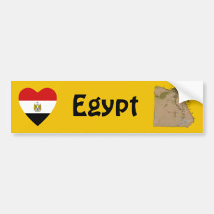 Egypt Flag Heart + Map Bumper Sticker